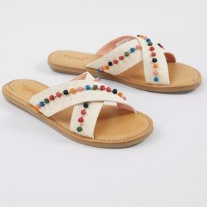 Toms Viv Hemp Pom Pom Embroidered Sandals